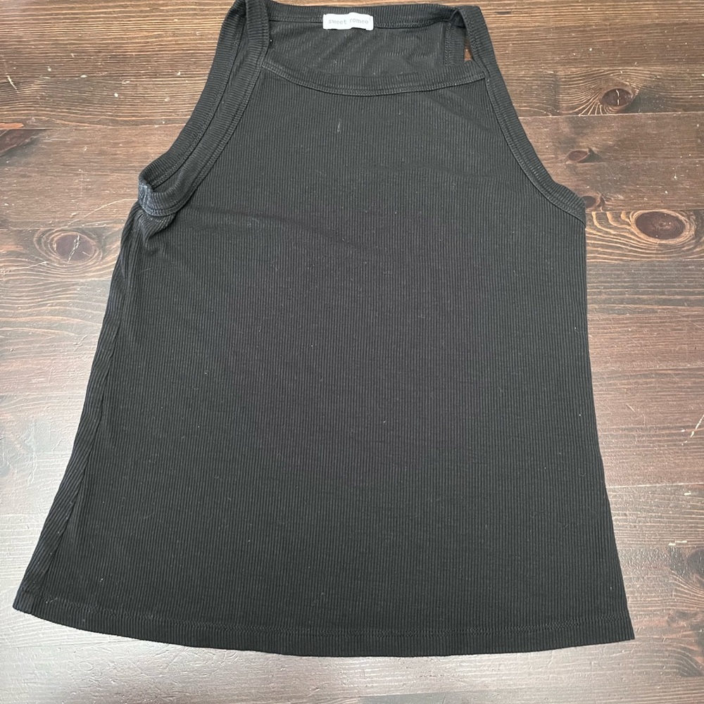 Sweet Romeo Black Ribbed Tank Top